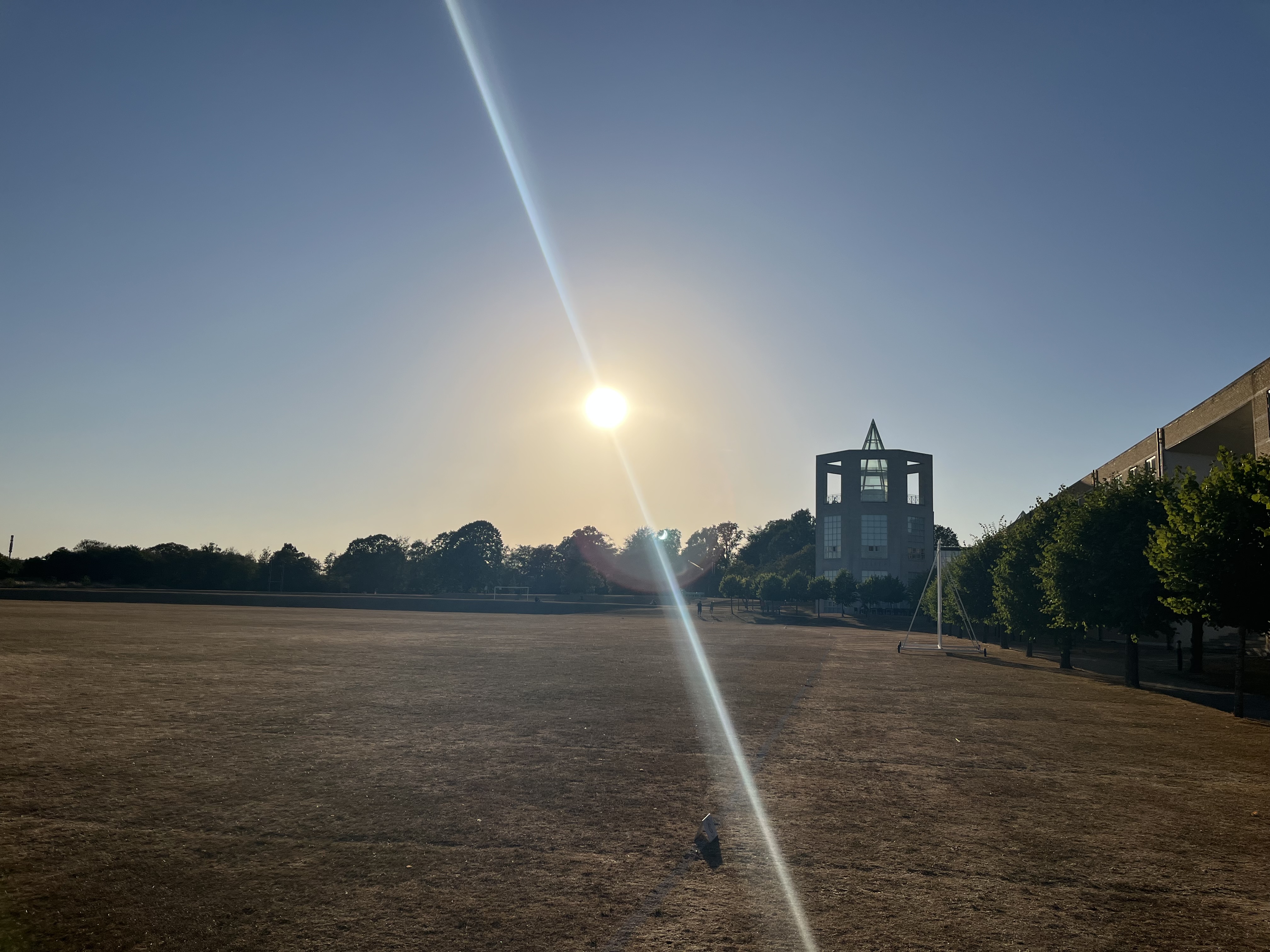 Eclipse with view of Churchill College
